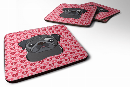 Pug - Black Art Foam Coaster