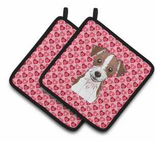 Jack Russell Terrier XOXO Pair of Potholders