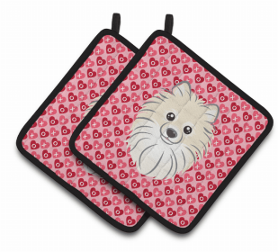 Pomeranian XOXO Pair of Potholders