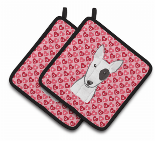 Bull Terrier XOXO Pair of Potholders