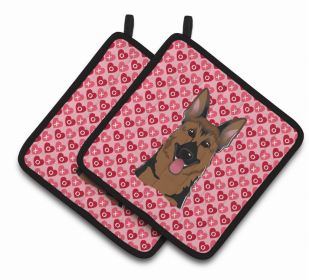 German Shepherd XOXO Pair of Potholders