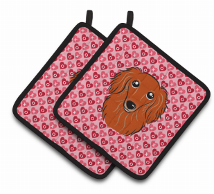 Dachshund 2 XOXO Pair of Potholders