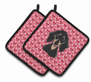 Dachshund 3 XOXO Pair of Potholders