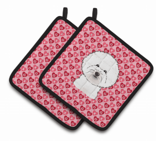 Bichon Frise 2 XOXO Pair of Potholders