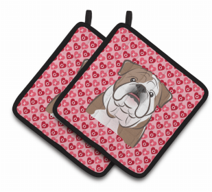 Bulldog XOXO Pair of Potholders