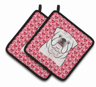 Bulldog 1 XOXO Pair of Potholders