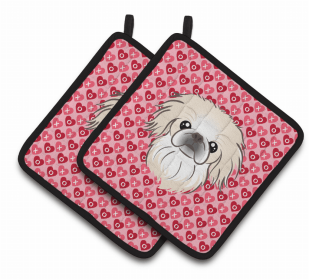 Pekingese 2 XOXO Pair of Potholders