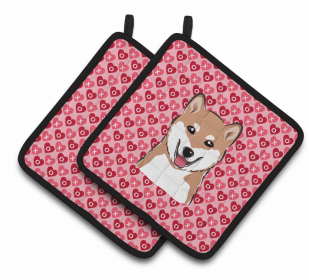 Shiba Inu XOXO Pair of Potholders