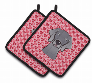 Weimaraner XOXO Pair of Potholders