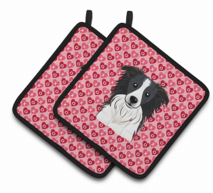 Border Collie XOXO Pair of Potholders