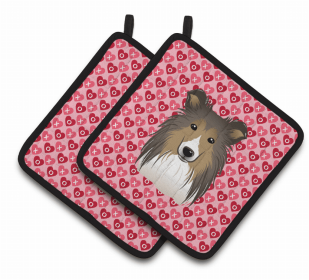 Sheltie/Shetland Sheepdog XOXO Pair of Potholders