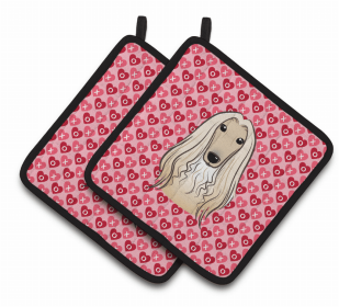 Afghan Hound XOXO Pair of Potholders