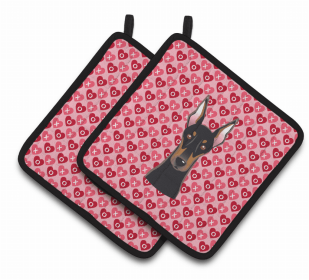 Doberman XOXO Pair of Potholders