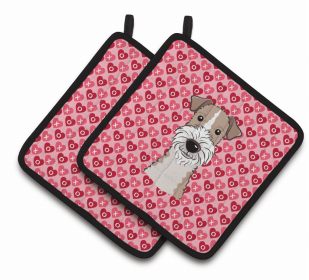 Fox Terrier XOXO Pair of Potholders