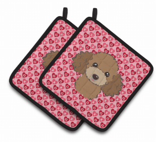 Poodle 2 XOXO Pair of Potholders