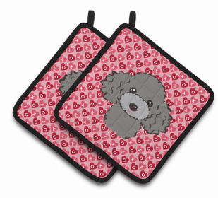 Poodle 3 XOXO Pair of Potholders