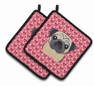 Pug 2 XOXO Pair of Potholders