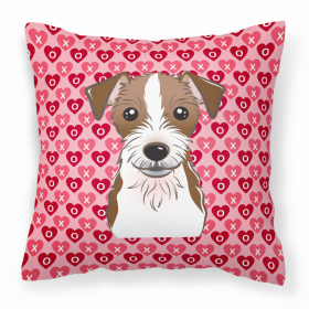 Jack Russell Terrier XOXO Hearts Fabric Decorative Pillow