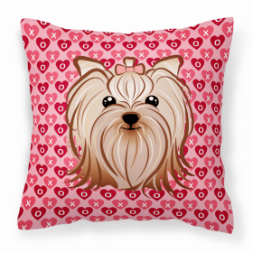 Yorkshire Terrier XOXO Hearts Fabric Decorative Pillow