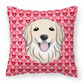 Golden Retriever XOXO Hearts Fabric Decorative Pillow