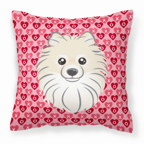 Pomeranian XOXO Hearts Fabric Decorative Pillow