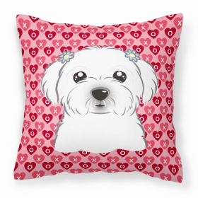 Maltese XOXO Hearts Fabric Decorative Pillow