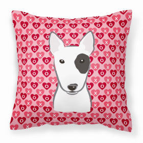 Bull Terrier XOXO Hearts Fabric Decorative Pillow