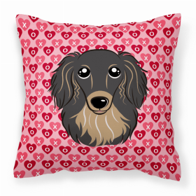 Dachshund 1 XOXO Hearts Fabric Decorative Pillow