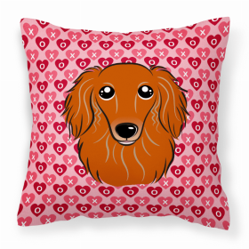 Dachshund 2 XOXO Hearts Fabric Decorative Pillow