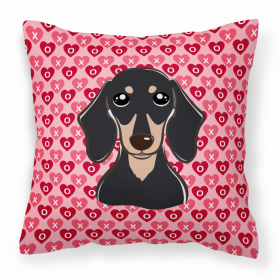 Dachshund 3 XOXO Hearts Fabric Decorative Pillow