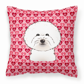 Bichon Frise XOXO Hearts Fabric Decorative Pillow