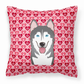 Alaskan Malamute XOXO Hearts Fabric Decorative Pillow