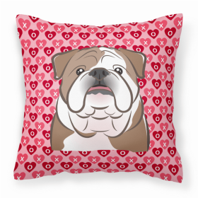 Bulldog XOXO Hearts Fabric Decorative Pillow