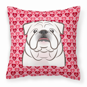 Bulldog 1 XOXO Hearts Fabric Decorative Pillow