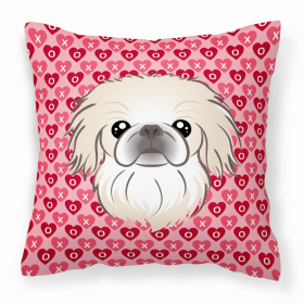 Pekingese XOXO Hearts Fabric Decorative Pillow