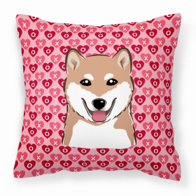 Shiba Inu XOXO Hearts Fabric Decorative Pillow