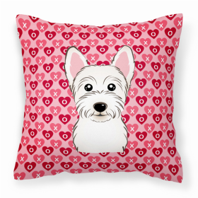 West Highland White Terrier XOXO Hearts Fabric Decorative Pillow