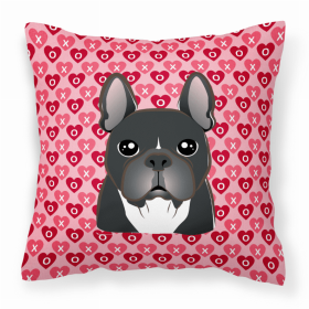 French Bulldog XOXO Hearts Fabric Decorative Pillow