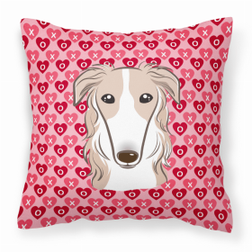 Borzoi/Russian Wolfhound XOXO Hearts Fabric Decorative Pillow