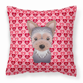 Yorkshire Terrier 1 XOXO Hearts Fabric Decorative Pillow