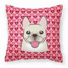 French Bulldog 1 XOXO Hearts Fabric Decorative Pillow