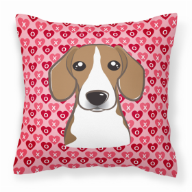 Beagle XOXO Hearts Fabric Decorative Pillow