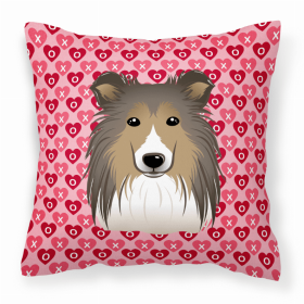 Sheltie/Shetland Sheepdog XOXO Hearts Fabric Decorative Pillow