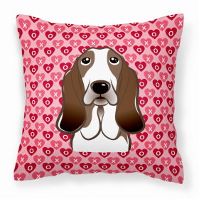 Basset Hound XOXO Hearts Fabric Decorative Pillow