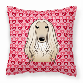 Afghan Hound XOXO Hearts Fabric Decorative Pillow