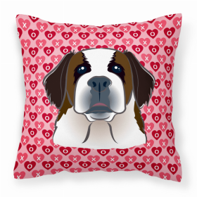 Saint Bernard XOXO Hearts Fabric Decorative Pillow