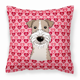 Fox Terrier XOXO Hearts Fabric Decorative Pillow