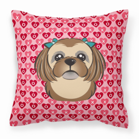 Shih Tzu XOXO Hearts Fabric Decorative Pillow