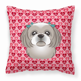 Shih Tzu 1 XOXO Hearts Fabric Decorative Pillow