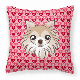 Chihuahua XOXO Hearts Fabric Decorative Pillow